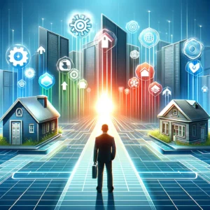Aqui está uma imagem moderna e envolvente que captura o conceito de escolher a Software House certa para projetos de tecnologia. Esta ilustração comunica visualmente a ideia de um negócio avaliando diferentes Software Houses, com um caminho que leva à escolhida, destacando-se como a mais vibrante e promissora. A imagem ressalta a inovação, confiabilidade e expertise técnica, adequada para complementar o artigo sobre a importância da seleção cuidadosa de uma parceira de desenvolvimento de software.